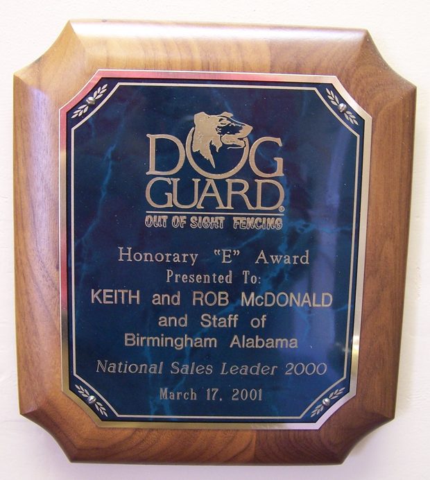 Dog Guard Honorary E Award naming Keith and Rob McDonald National Sales Leader for 2000